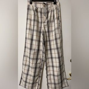 Cream plaid pants